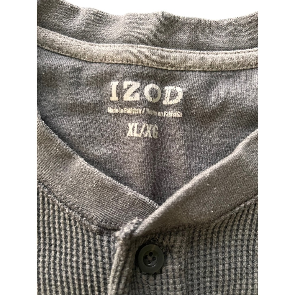 Izod Mens Waffle Knit Henley Shirt 2 Pack Navy Blue Gray XL Long Sleeve - Picture 4 of 16